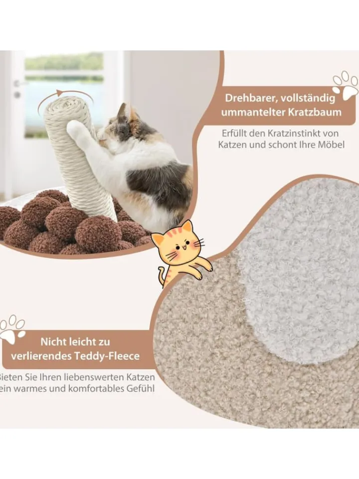 COSTWAY Katzen<Kratztonne 37x37x67cm in Braun