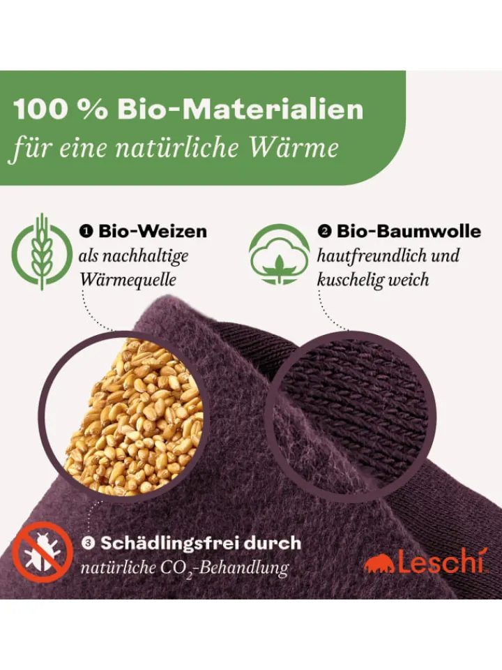 Leschi Wärmflaschen & -Kissen<Körnerkissen 100 % Bio-Baumwolle, Wärmekissen "Rechteck" in lila