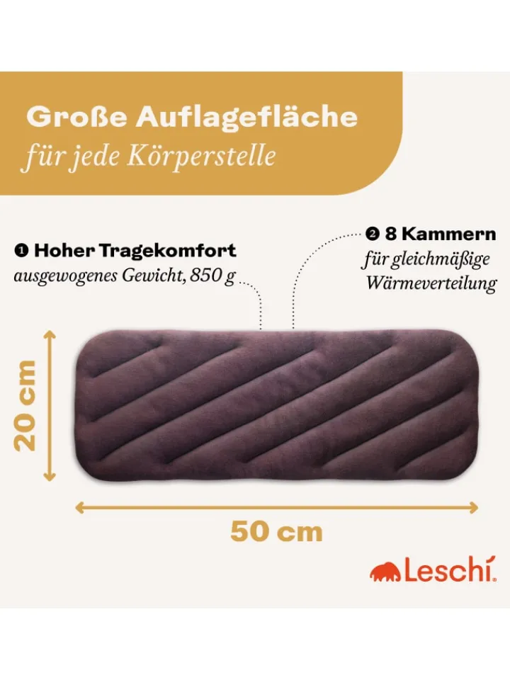 Leschi Wärmflaschen & -Kissen<Körnerkissen 100 % Bio-Baumwolle, Wärmekissen "Rechteck" in lila