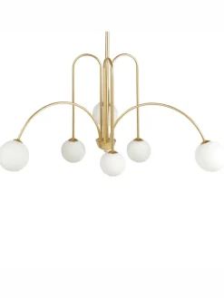 Beliani Decken- & Hängeleuchten<Kronleuchter FORBES in Gold/Weiß - (W) 80 x (H) 80 x (L) 80 cm