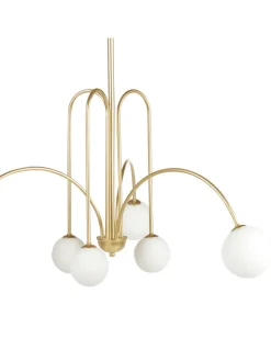 Beliani Decken- & Hängeleuchten<Kronleuchter FORBES in Gold/Weiß - (W) 80 x (H) 80 x (L) 80 cm