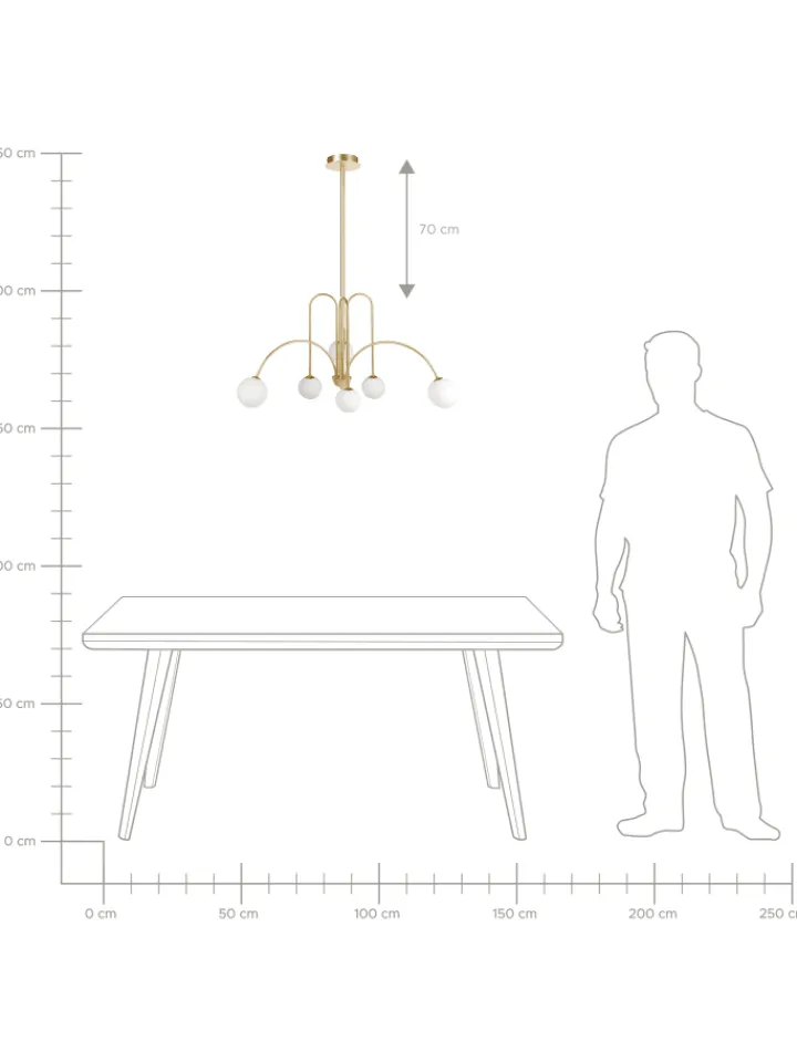 Beliani Decken- & Hängeleuchten<Kronleuchter FORBES in Gold/Weiß - (W) 80 x (H) 80 x (L) 80 cm