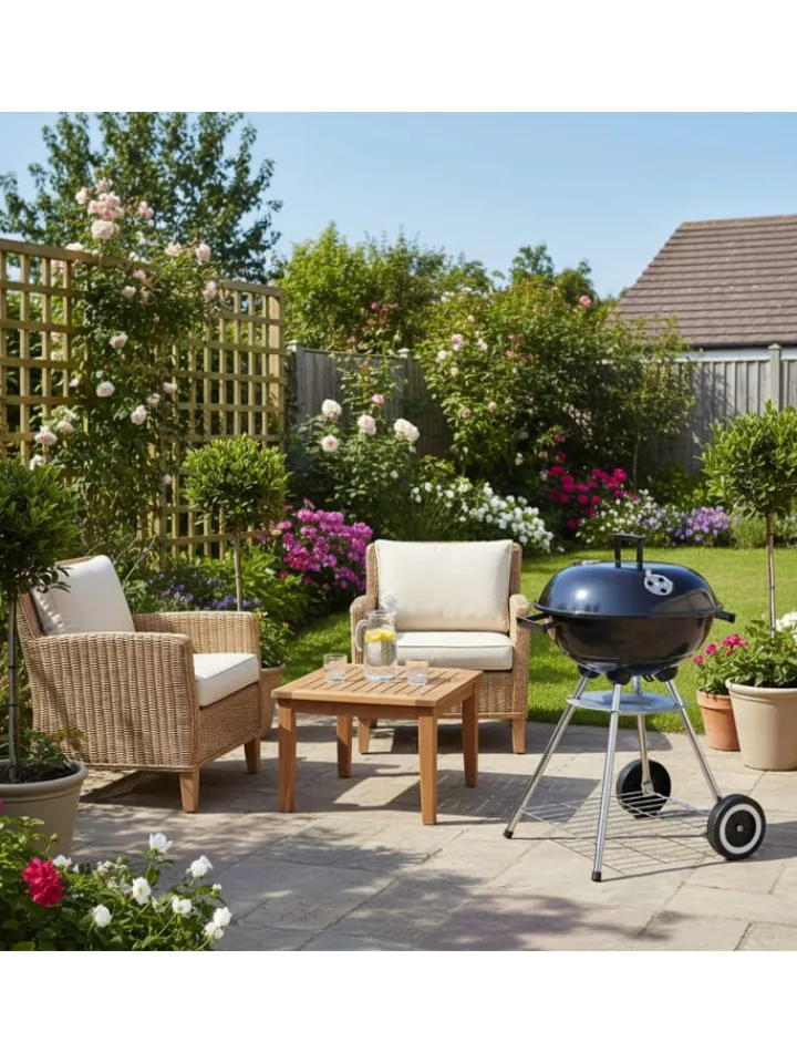 relaxdays Grillen<Kugelgrill in Schwarz