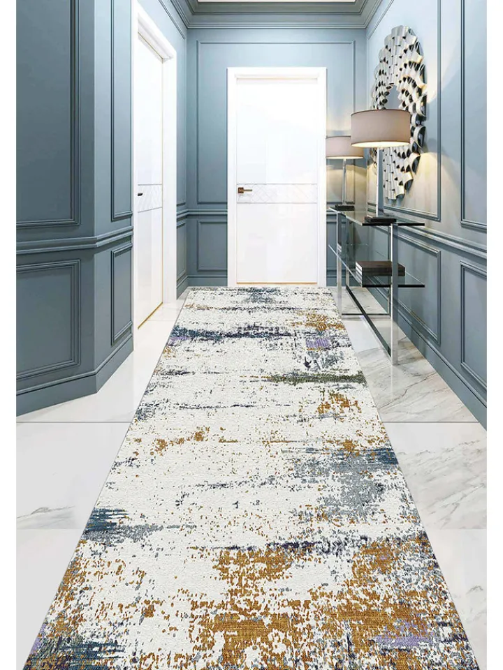 ABERTO DESIGN Teppiche & Fußmatten<Kurzflor-Läufer in Creme/ Blau