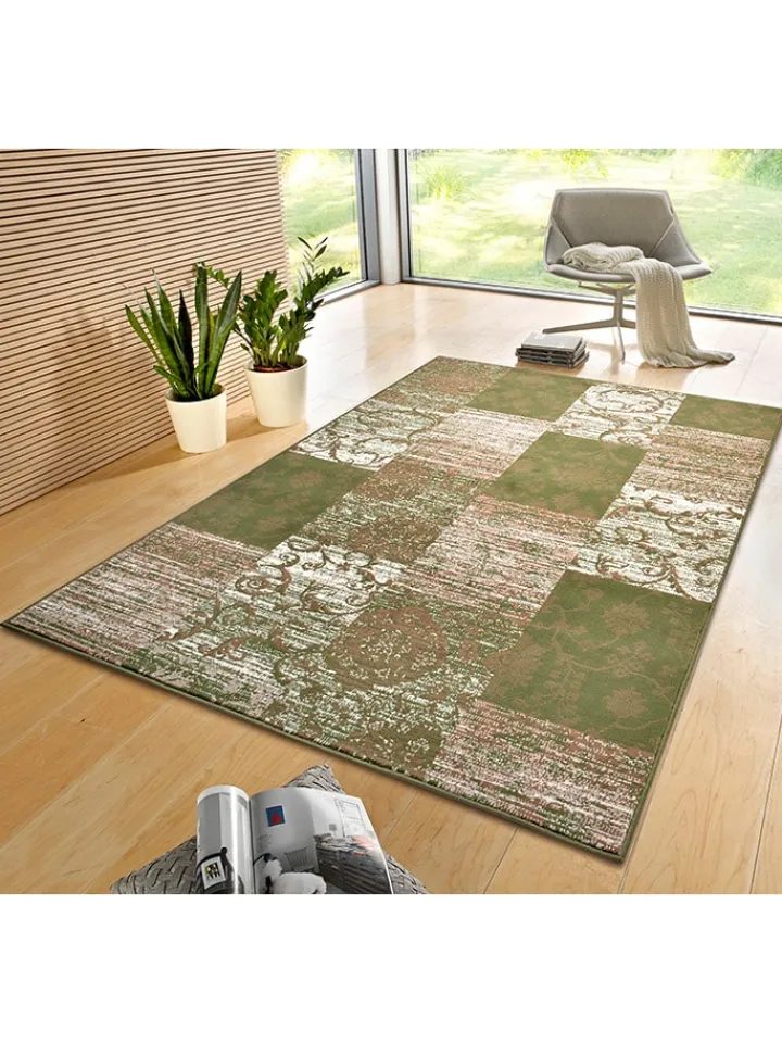 Hanse Home Teppiche & Fußmatten<Kurzflor-Teppich "Bloques" in Grün/ Hellbraun