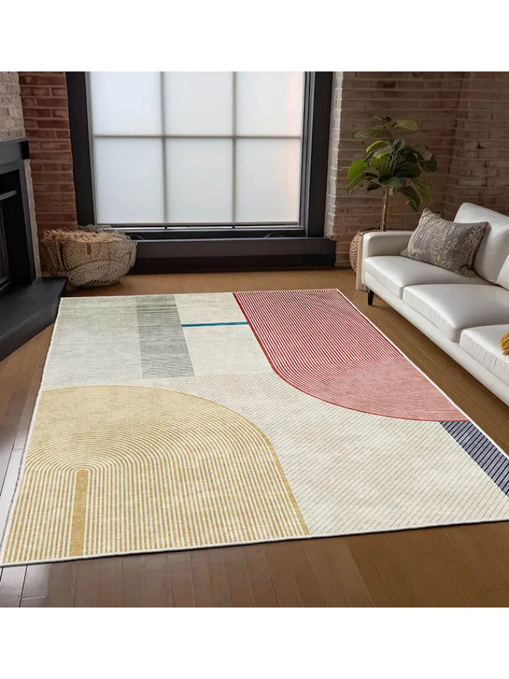 Mioli Teppiche & Fußmatten<Kurzflor-Teppich "Infkece" in Creme/ Rot/ Gelb