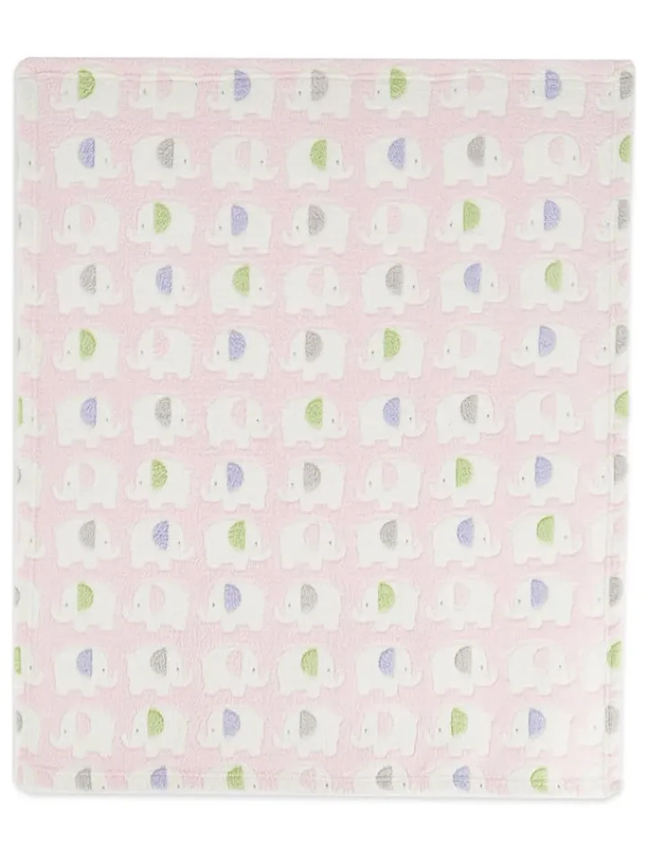 Bieco Spielwaren Wohndecken & Plaids<Kuscheldecke "Elefanten" in Rosa - (L)90 x (B)75 cm