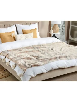 Beliani Wohndecken & Plaids<Kuscheldecke YARSELI in Beige/Weiß/Schwarz - (W) 130 x (H) 1 x (L) 170 cm