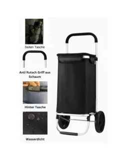 Cheffinger Einkaufstaschen & -Trolleys<40L Einkaufswagen Trolley in Schwarz