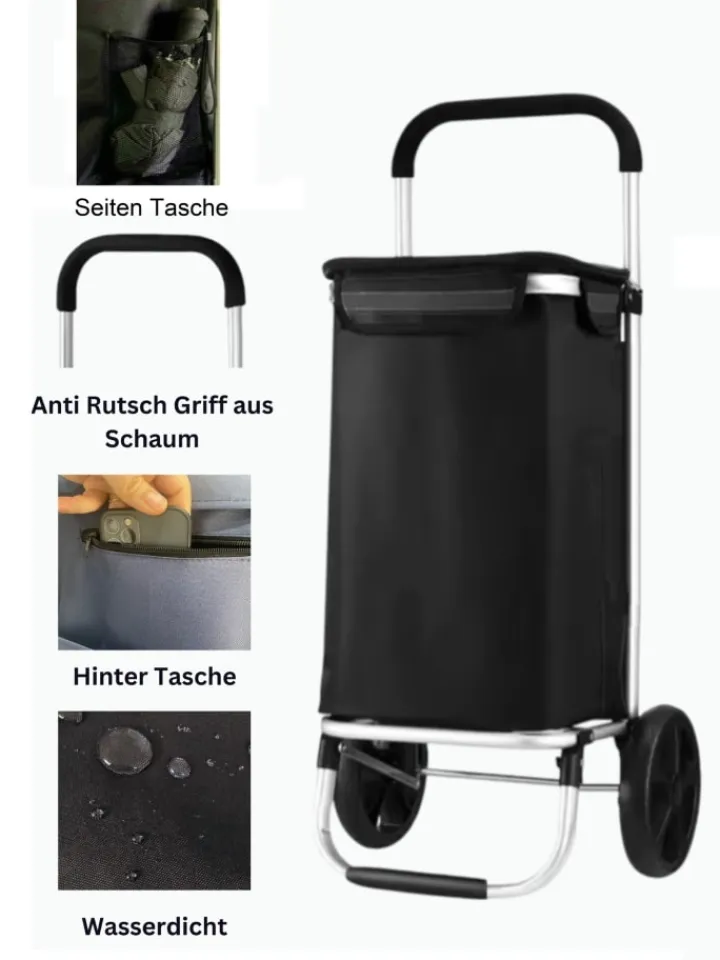 Cheffinger Einkaufstaschen & -Trolleys<40L Einkaufswagen Trolley in Schwarz