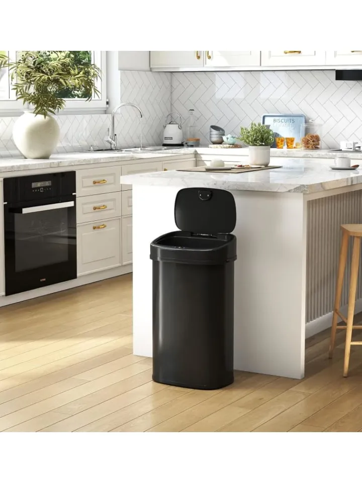 COSTWAY Mülleimer<58L Mülleimer Küche mit Sensor in Schwarz
