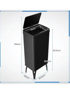 COSTWAY Mülleimer<50L Mülleimer mit Sensor in Schwarz