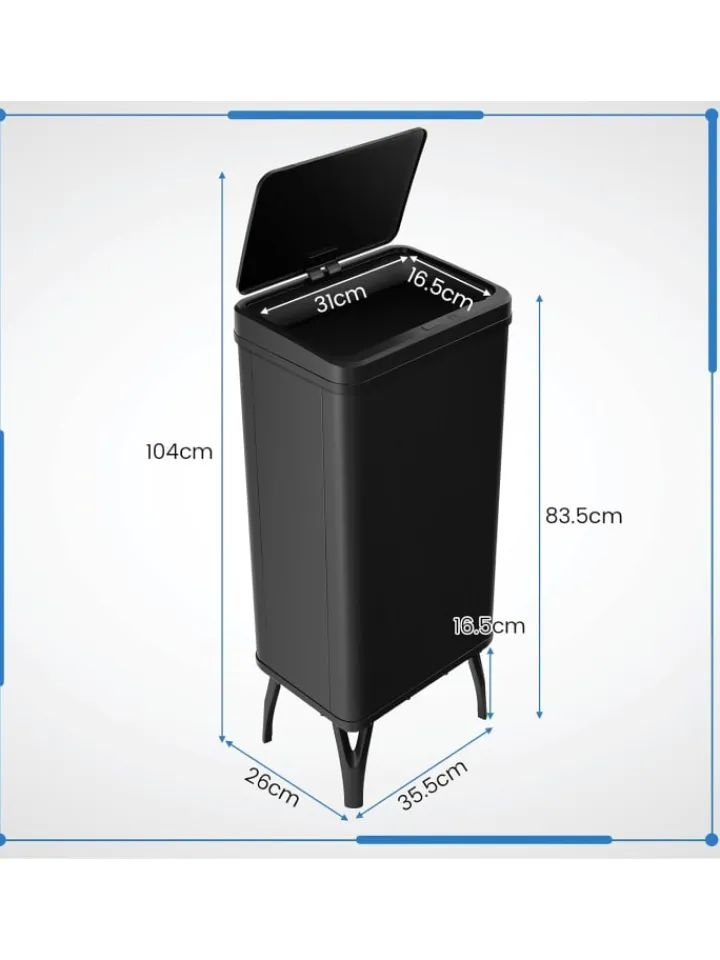 COSTWAY Mülleimer<50L Mülleimer mit Sensor in Schwarz