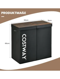 COSTWAY Wäschekörbe & -Ständer<105L Wäschekorb in Schwarz