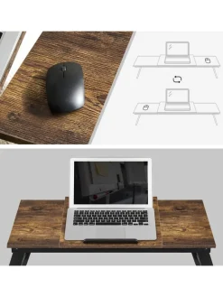 Songmics Weitere Haushaltshelfer<Laptoptisch in Braun/ Schwarz - (B)71 x (H)23 x (T)35 cm