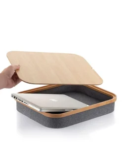 InnovaGoods Tische<Laptoptisch in Hellbraun/ Grau - (B)40,5 x (H)33 x (T)7 cm