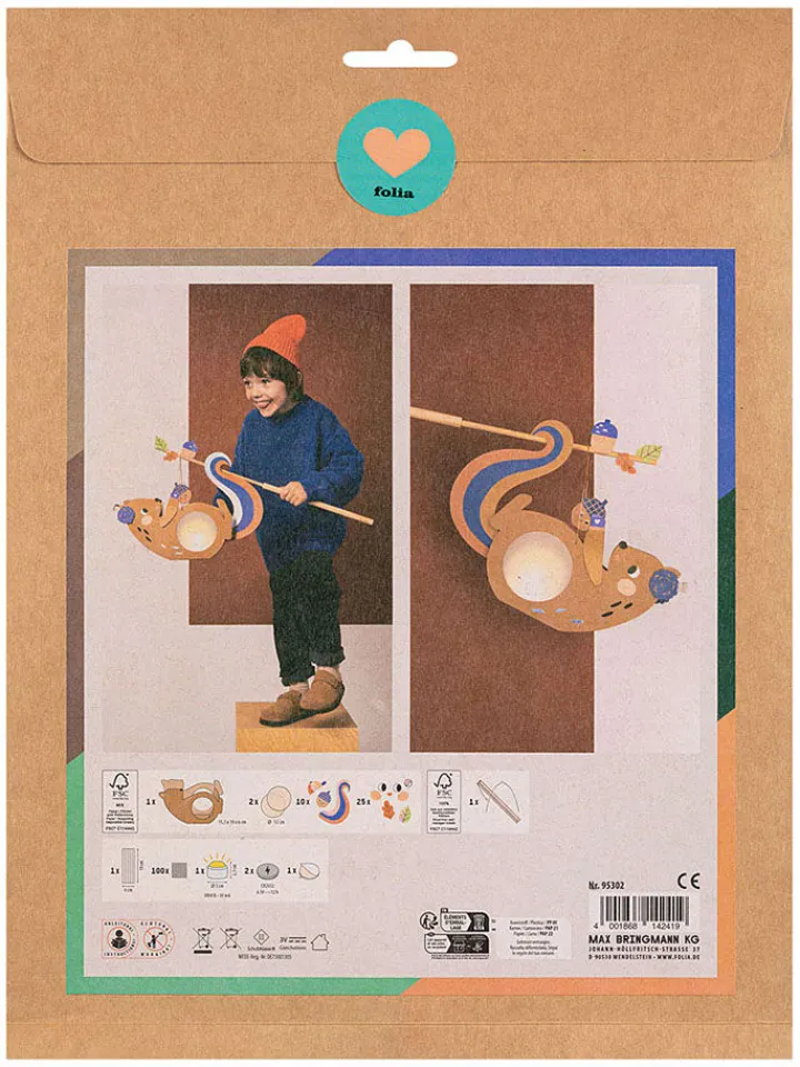 folia PAPER Kreativbedarf & Do-It-Yourself<Laternen-Bastelset "Squirrel" in Orange - ab 5 Jahren