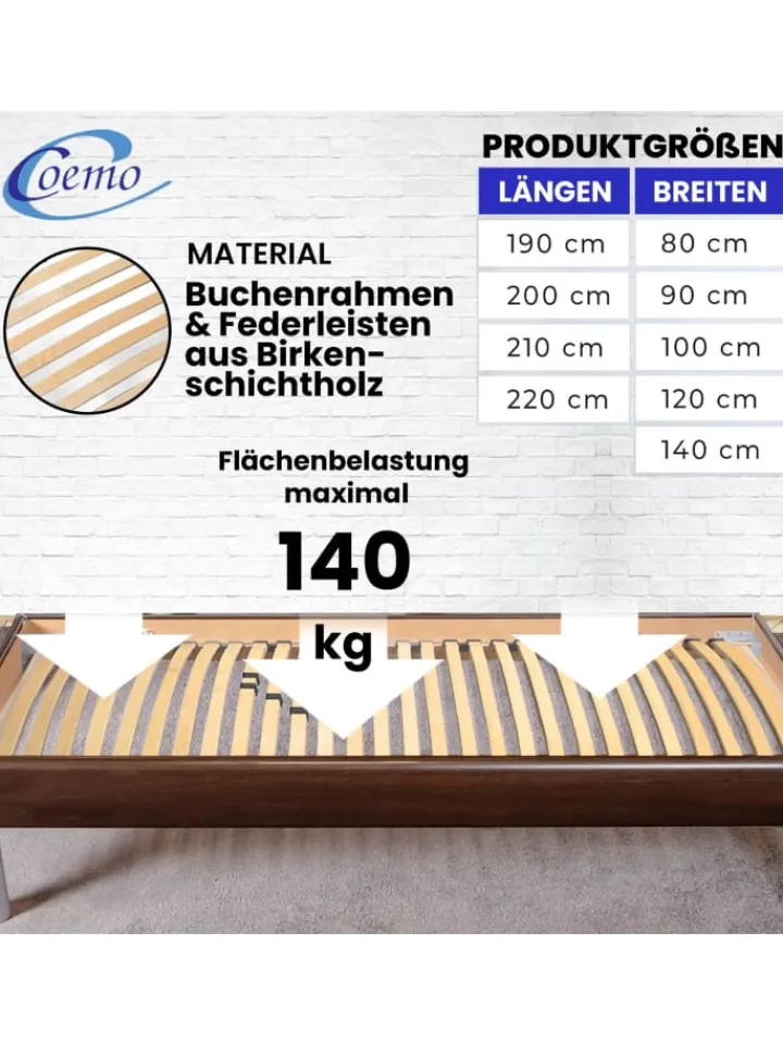 Coemo Betten & Matratzen<Lattenrost BASIC starr - nicht verstellbar in Natur
