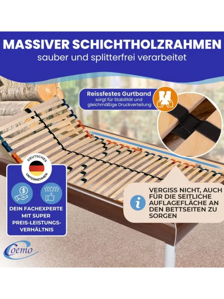 Coemo Betten & Matratzen<Lattenrost Multira Kopfteil verstellbar in Natur