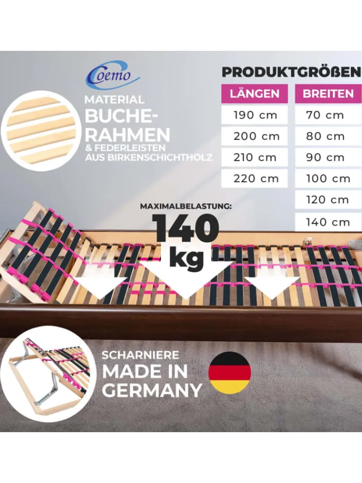Coemo Betten & Matratzen<Lattenrost PINK DREAM in Natur