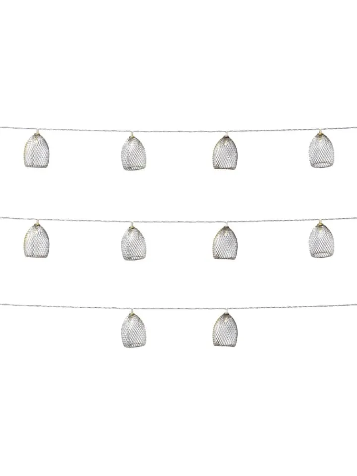 MARELIDA Lichterketten & Dekobeleuchtung<LED Deko Lichterkette Glamour 10 Lampenschirme L: 1,8m in silber