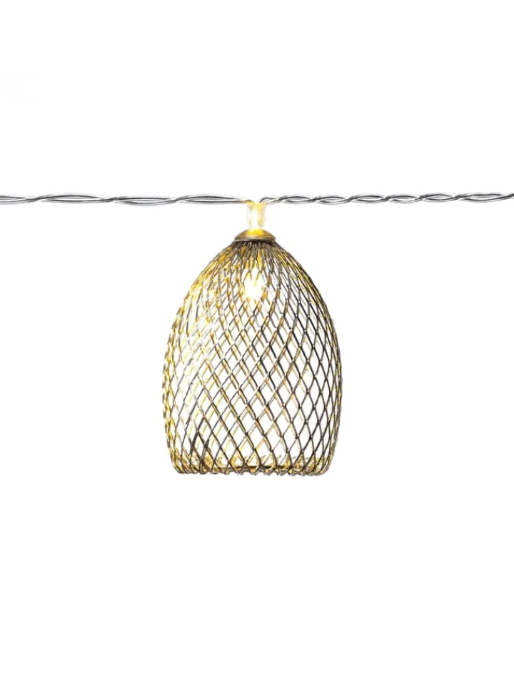 MARELIDA Lichterketten & Dekobeleuchtung<LED Deko Lichterkette Glamour 10 Lampenschirme L: 1,8m in silber