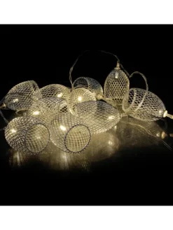 MARELIDA Lichterketten & Dekobeleuchtung<LED Deko Lichterkette Glamour 10 Lampenschirme L: 1,8m in silber
