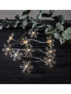 MARELIDA Lichterketten & Dekobeleuchtung<LED Deko Lichterkette Schneeflocken Timer L: 1,35m in transparent