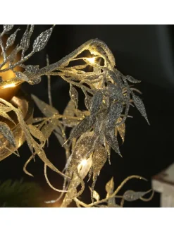 MARELIDA Lichterketten & Dekobeleuchtung<LED Drahtlichterkette glitzernde Blätter 30 LED L: 150cm in silber