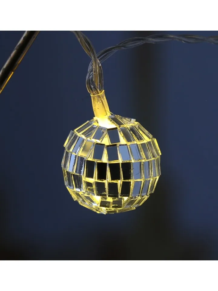 SATISFIRE Lichterketten & Dekobeleuchtung<LED Lichterkette Diskokugel 10 kleine Spiegelkugeln L: 1,35m in silber