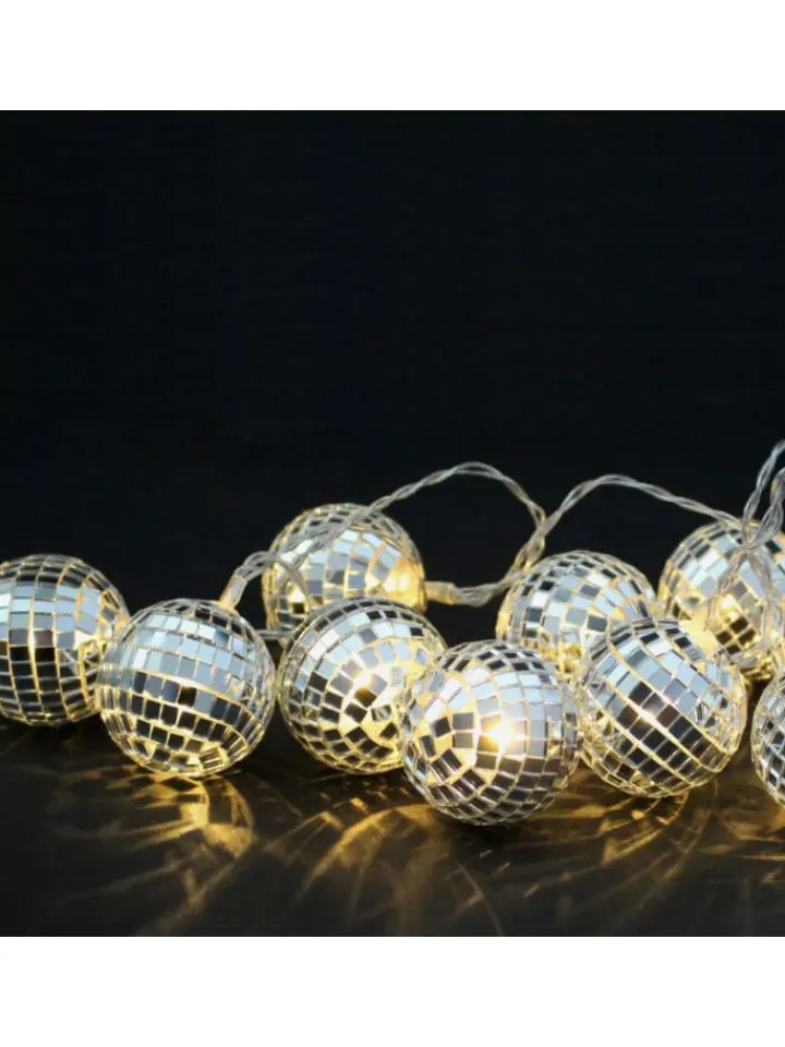 SATISFIRE Lichterketten & Dekobeleuchtung<LED Lichterkette Diskokugel 10 kleine Spiegelkugeln L: 1,35m in silber