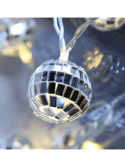 SATISFIRE Lichterketten & Dekobeleuchtung<LED Lichterkette Diskokugel 10 kleine Spiegelkugeln L: 1,35m in silber