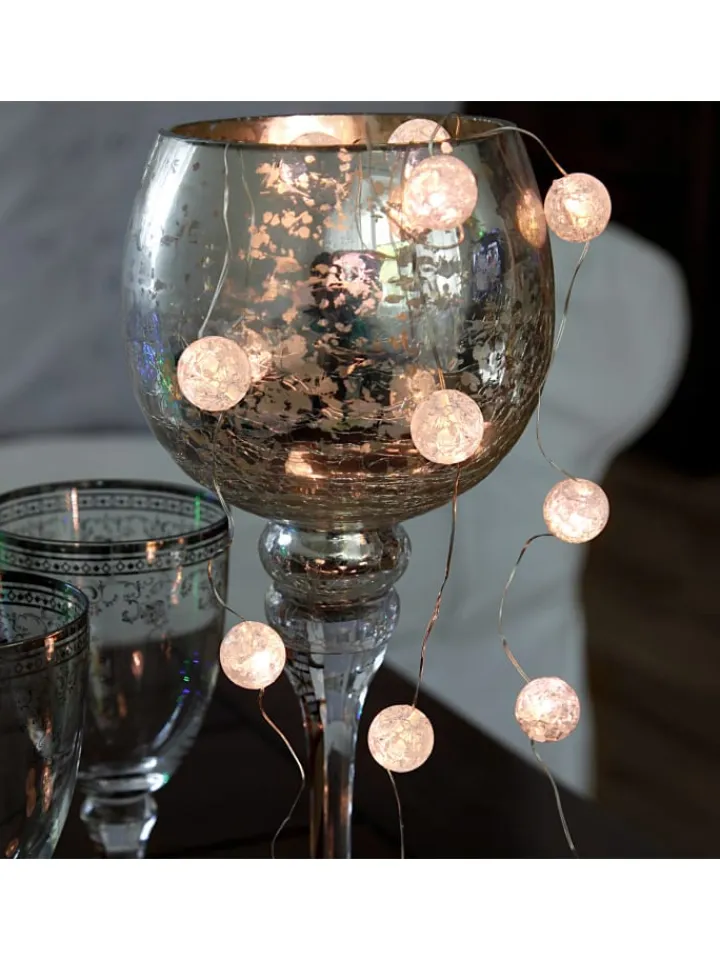 STAR Trading Lichterketten & Dekobeleuchtung<LED Lichterkette Eisglas Kugeln 15 leuchtende Bälle L: 1,4m in transparent
