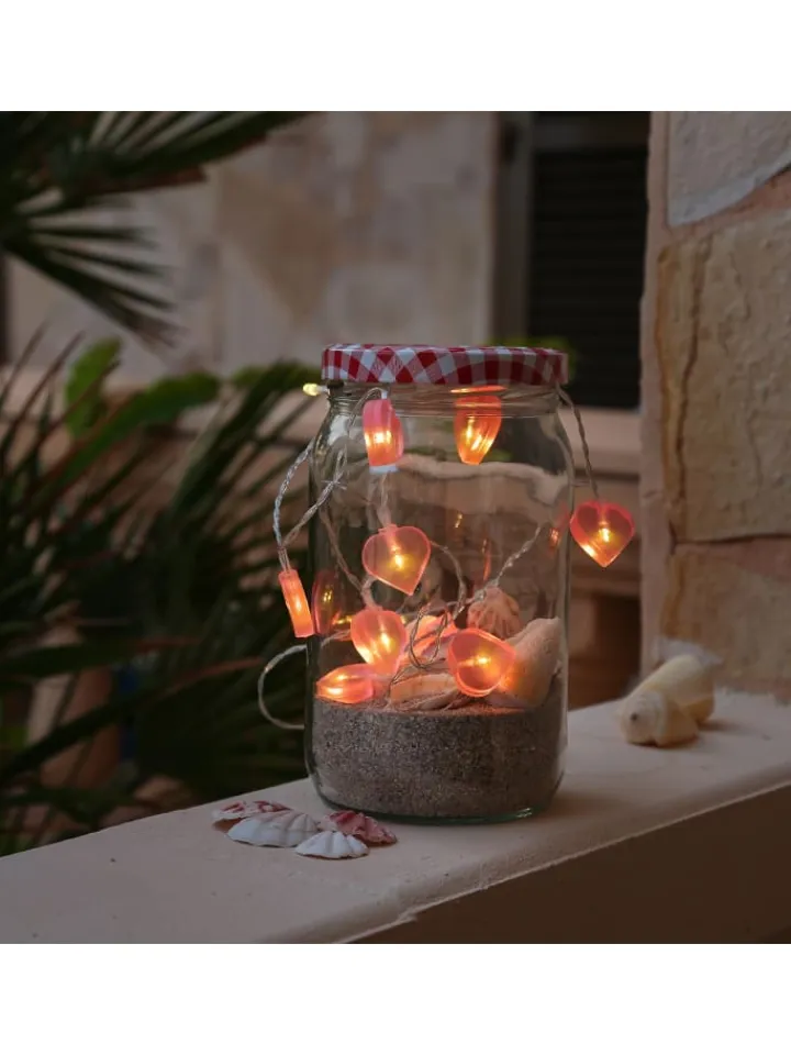 MARELIDA Lichterketten & Dekobeleuchtung<LED Lichterkette Herzen für Valentingstag Muttertag L: 90cm in rosa