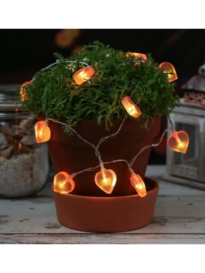 MARELIDA Lichterketten & Dekobeleuchtung<LED Lichterkette Herzen für Valentingstag Muttertag L: 90cm in rosa
