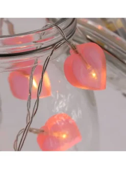 MARELIDA Lichterketten & Dekobeleuchtung<LED Lichterkette Herzen für Valentingstag Muttertag L: 90cm in rosa