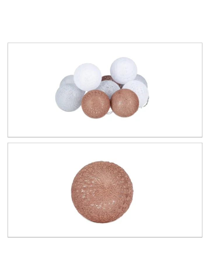 relaxdays Lichterketten & Dekobeleuchtung<LED Lichterkette in Weiß/Grau/Braun (L)160 cm