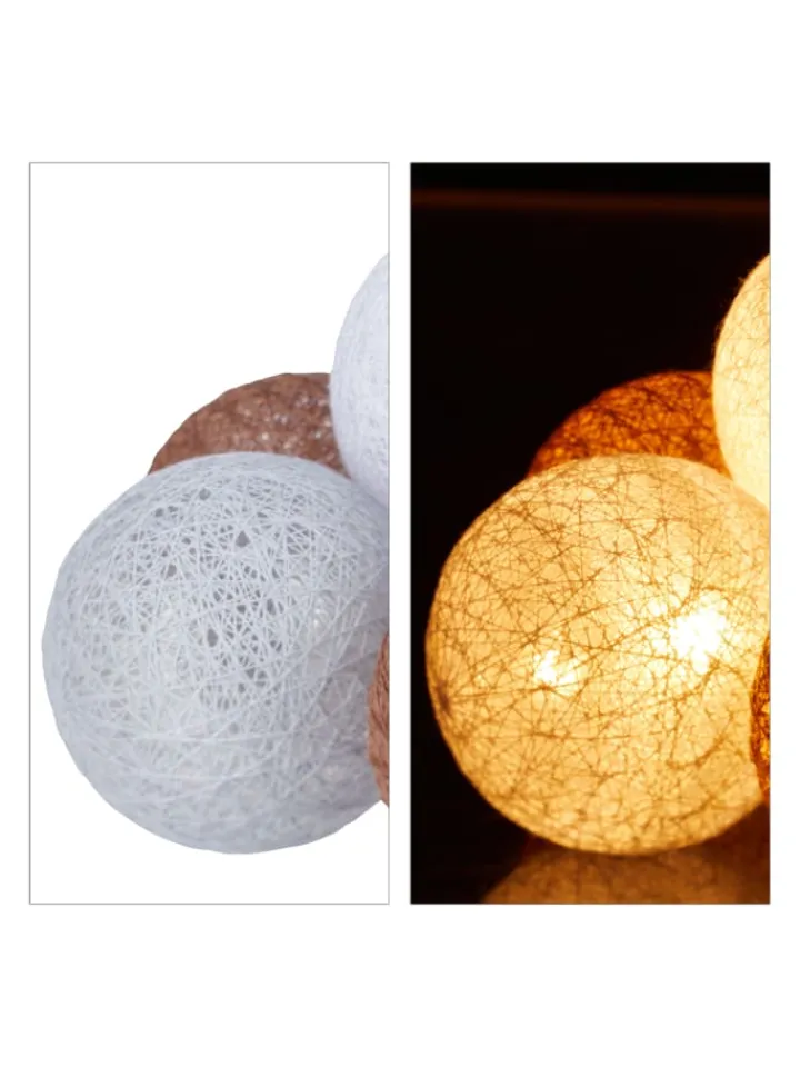 relaxdays Lichterketten & Dekobeleuchtung<LED Lichterkette in Weiß/Grau/Braun (L)160 cm