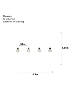 STAR Trading Lichterketten & Dekobeleuchtung<LED Outdoor-Lichterkette ,Partaj, Netzbetrieb, 16 LEDs, klar, warmwe