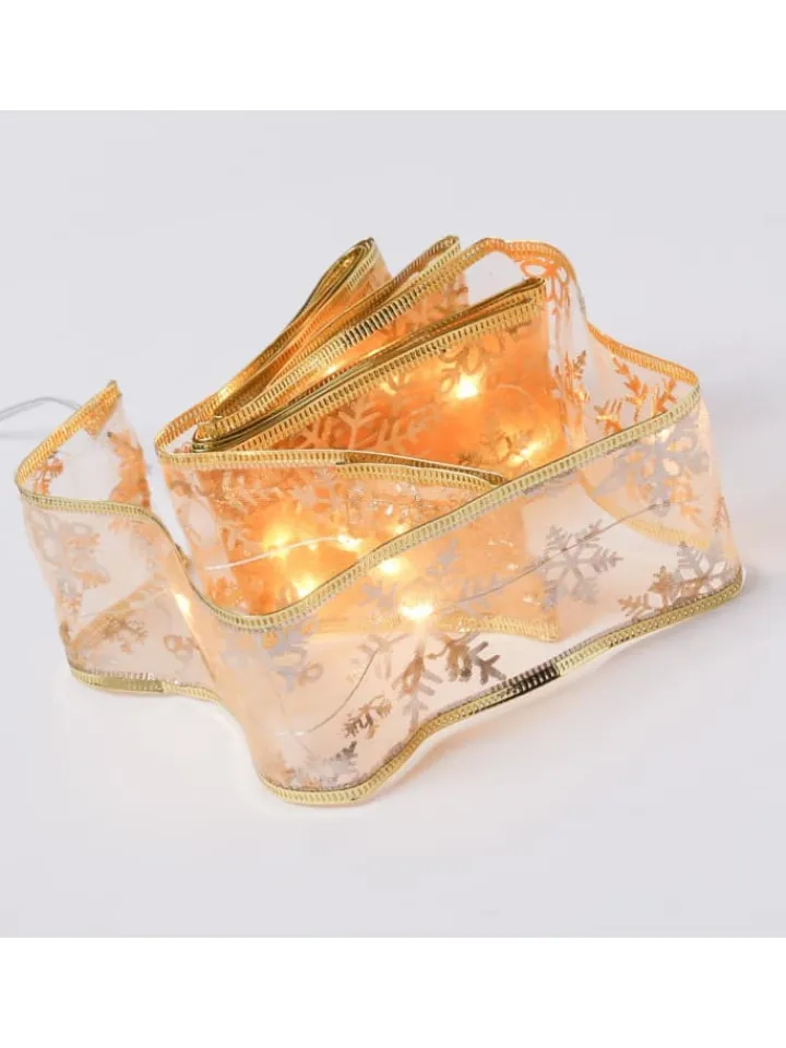 MARELIDA Weihnachtsschmuck<LED Seidenband Geschenkband in gold Länge 2,7m