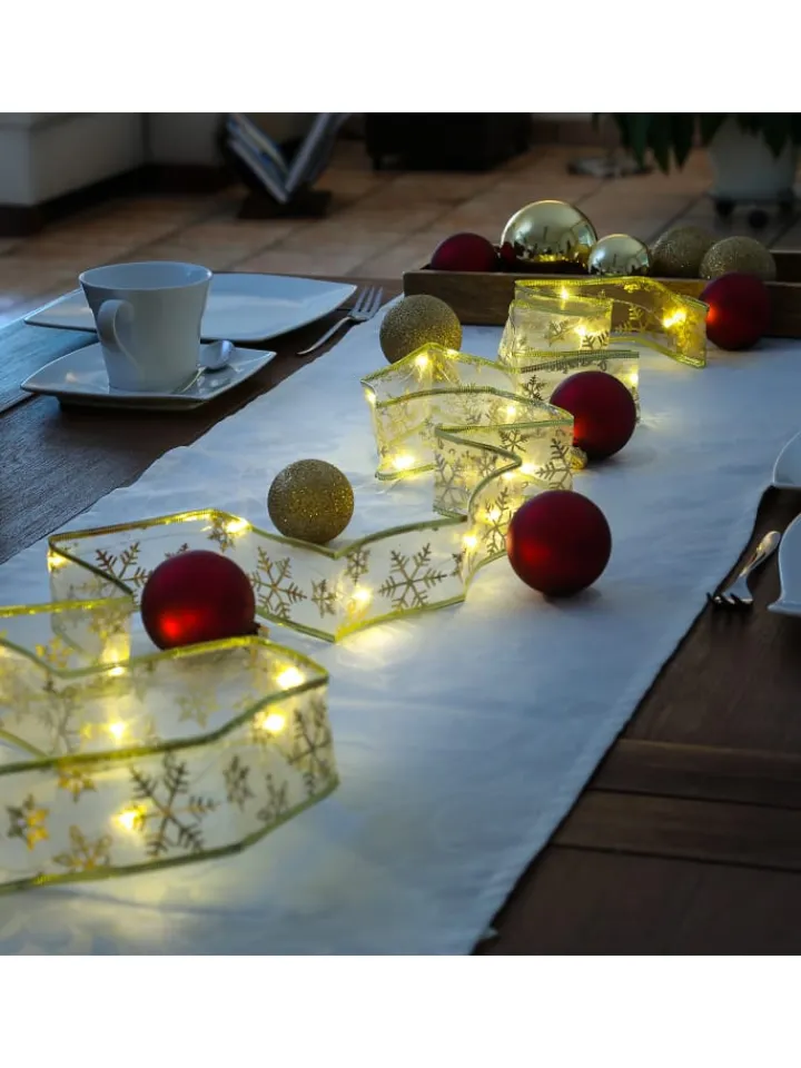 MARELIDA Weihnachtsschmuck<LED Seidenband Geschenkband in gold Länge 2,7m