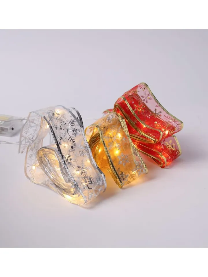 MARELIDA Weihnachtsschmuck<LED Seidenband Geschenkband in gold Länge 2,7m