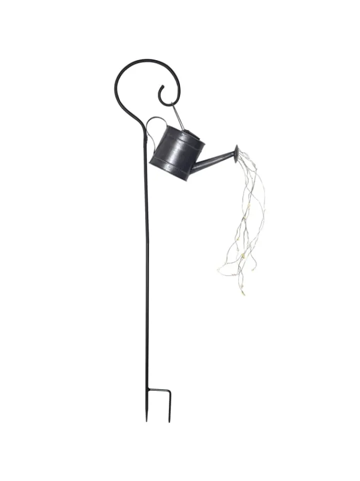 MARELIDA Lichterketten & Dekobeleuchtung|Lichterketten & Deko-Leuchten<LED Solar Gießkanne mit Wasserfalleffekt H: 90cm in silber