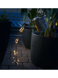 MARELIDA Lichterketten & Dekobeleuchtung|Lichterketten & Deko-Leuchten<LED Solar Gießkanne mit Wasserfalleffekt H: 90cm in silber