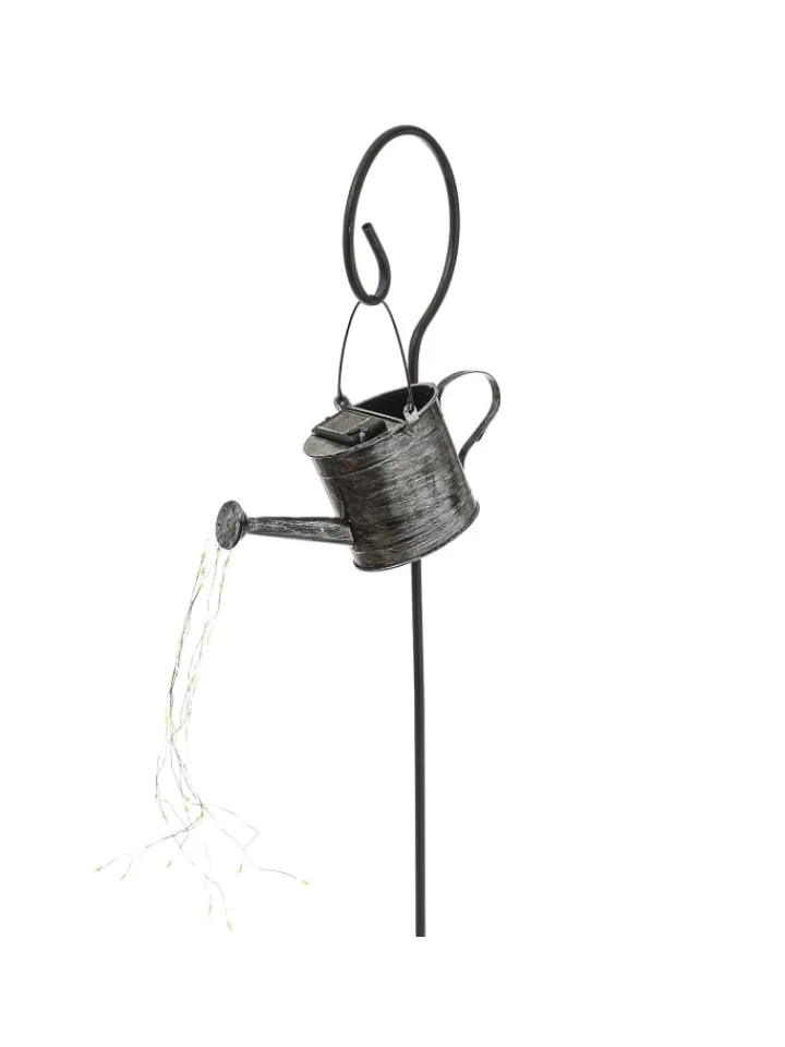 MARELIDA Lichterketten & Dekobeleuchtung|Lichterketten & Deko-Leuchten<LED Solar Gießkanne mit Wasserfalleffekt H: 90cm in silber