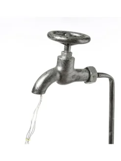 MARELIDA Lichterketten & Dekobeleuchtung<LED Solar Wasserhahn mit Blumentopf Gartendeko H: 60cm silber