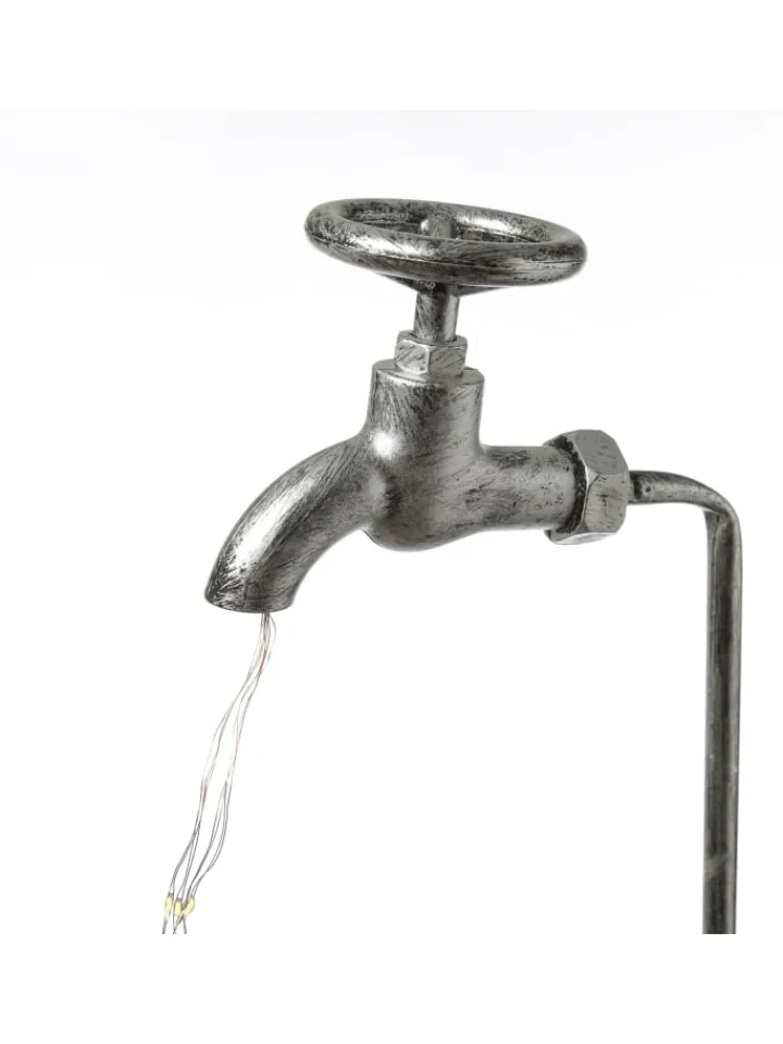 MARELIDA Lichterketten & Dekobeleuchtung<LED Solar Wasserhahn mit Blumentopf Gartendeko H: 60cm silber