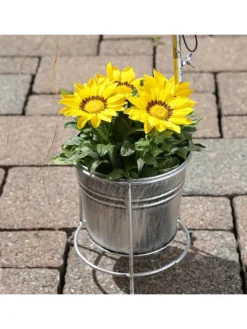 MARELIDA Lichterketten & Dekobeleuchtung<LED Solar Wasserhahn mit Blumentopf Gartendeko H: 60cm silber