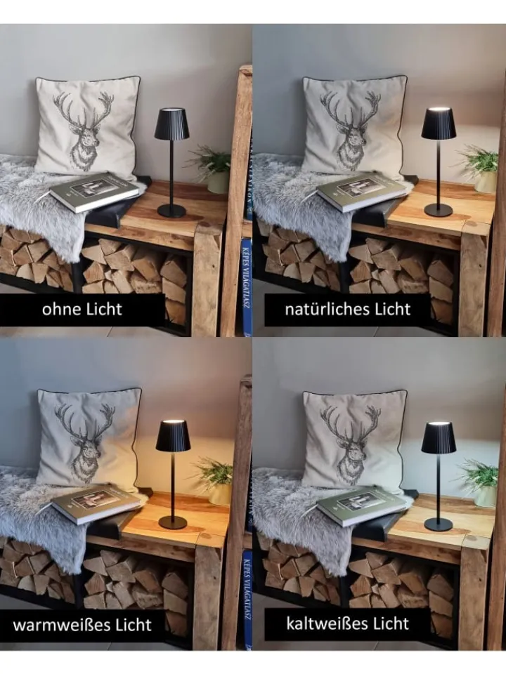 Coen Bakker Tischleuchten<LED Tischlampe dimmbar Touch Farbwechsler IP44 Innen & Außen 36,5x11cm Schwarz