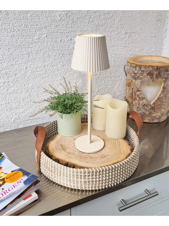 Coen Bakker Tischleuchten<LED Tischlampe dimmbar Touch Farbwechsler IP44 Innen & Außen 36,5x11cm in Sand